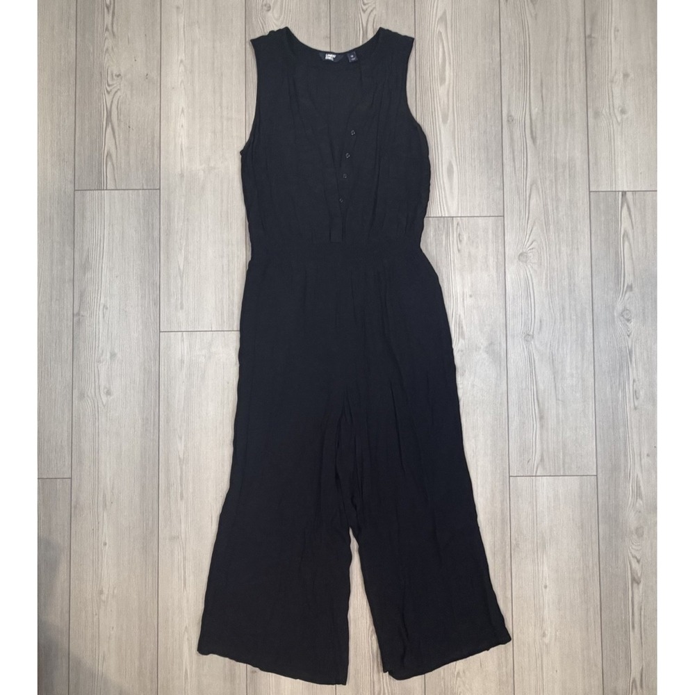 Lands' End Black Sleeveless Wide-Leg Jumpsuit